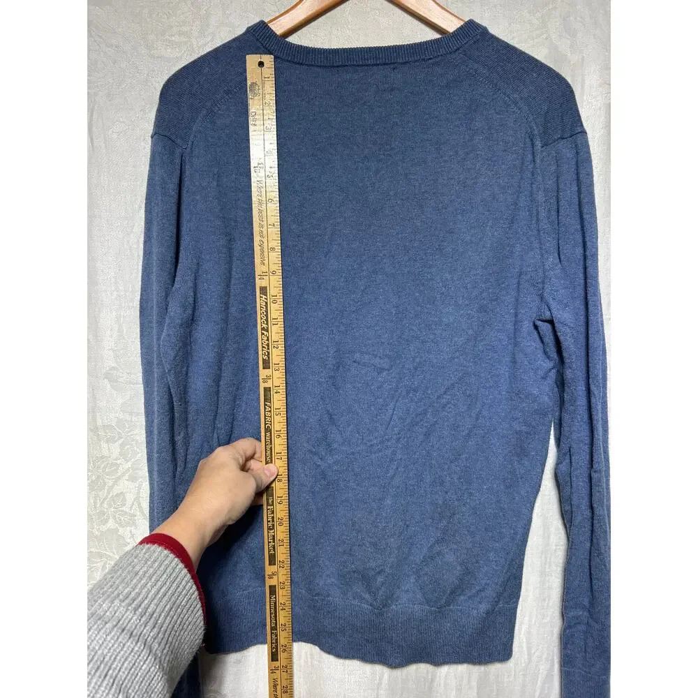 Banana Republic Sweater Medium Blue Premium Luxe Yarn Silk Cashmere Blend V Neck